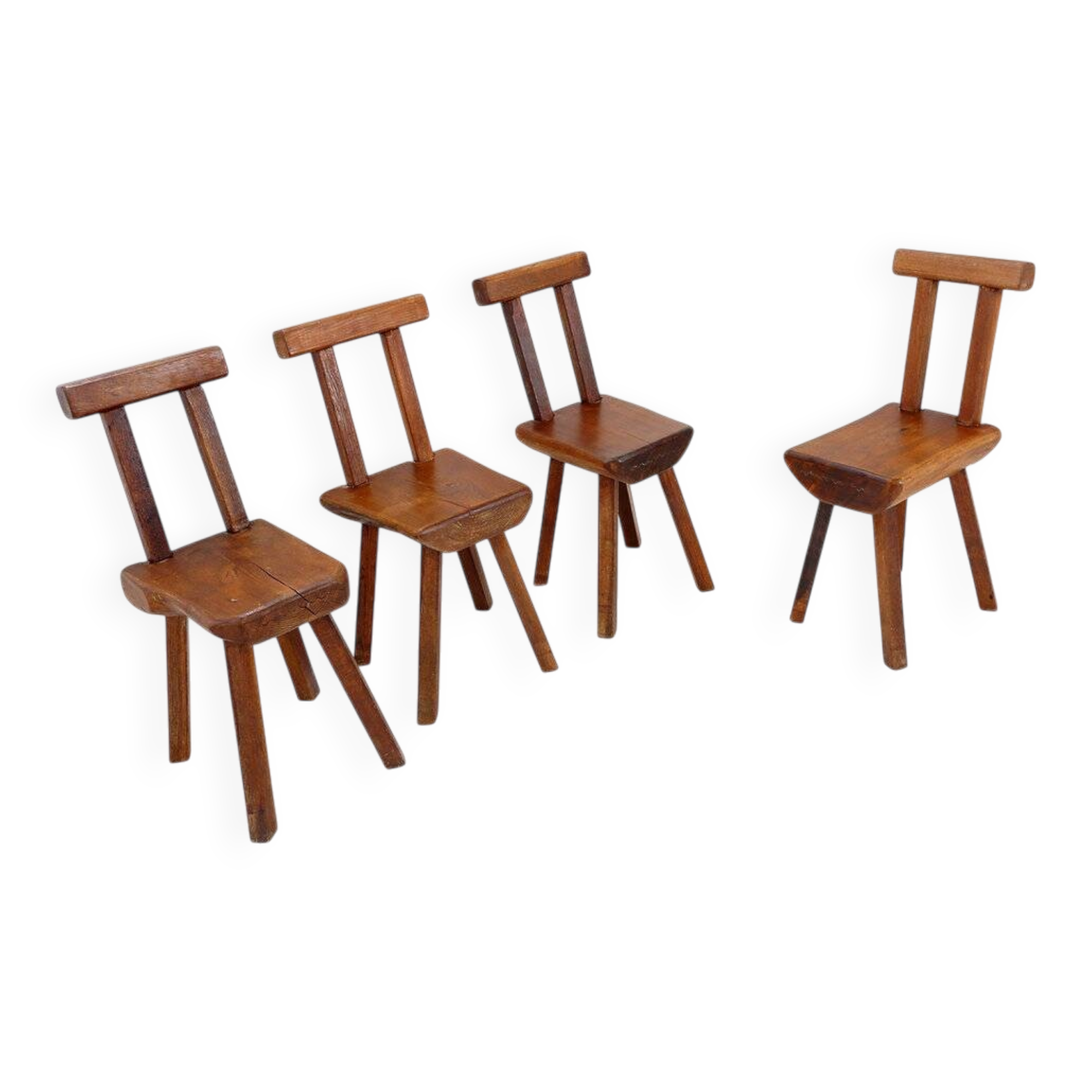 Set of 4 brutalist chairs by Mobichalet, Belgium 1950s/60s