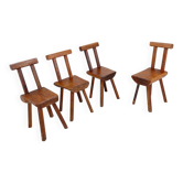 Ensemble de 4 chaises brutalistes de Mobichalet, Belgique 1950/60