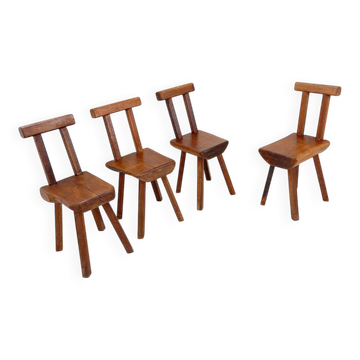 Set of 4 brutalist chairs by Mobichalet, Belgium 1950s/60s