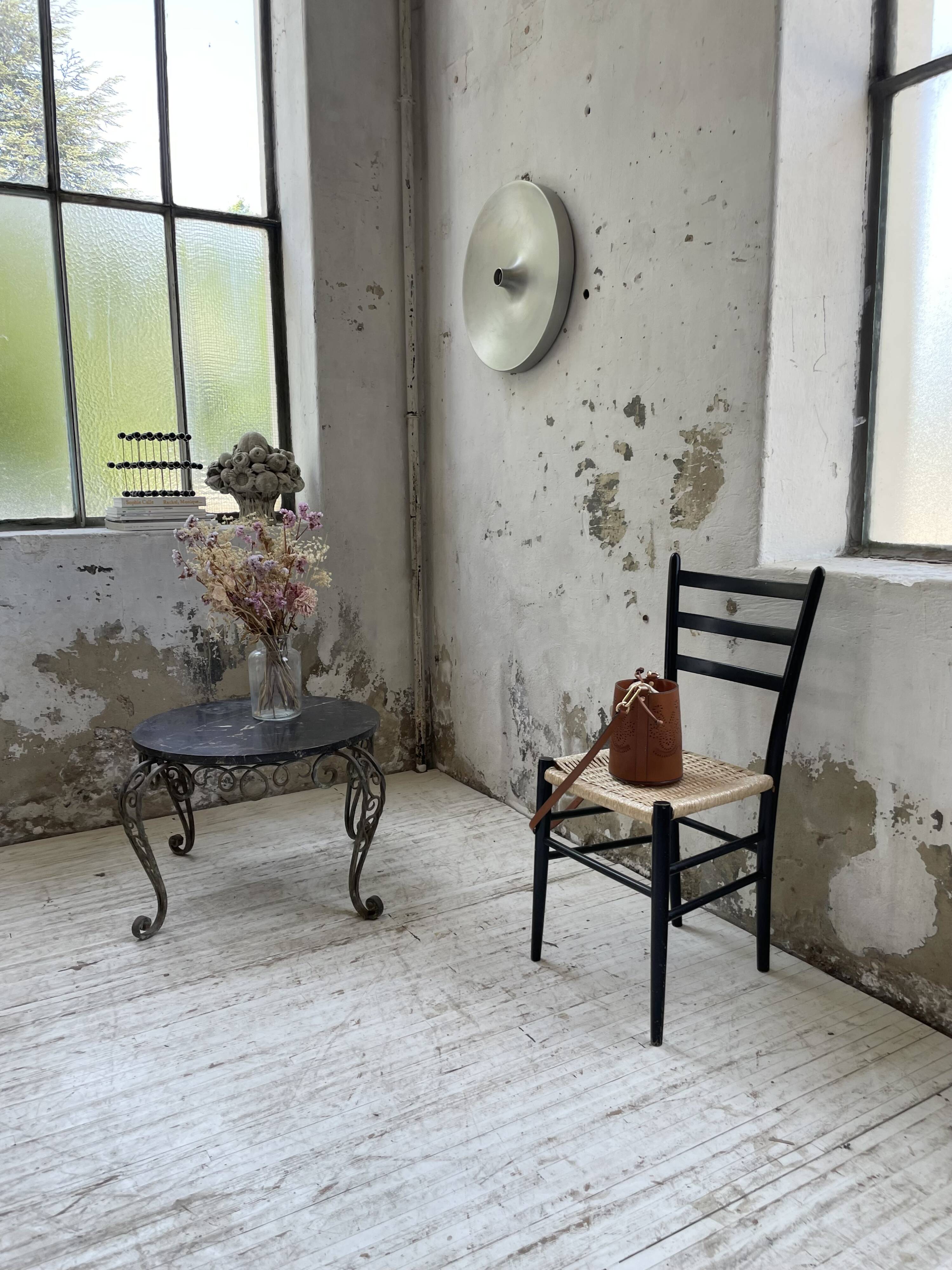 René Drouet coffee table in metal and black marble.