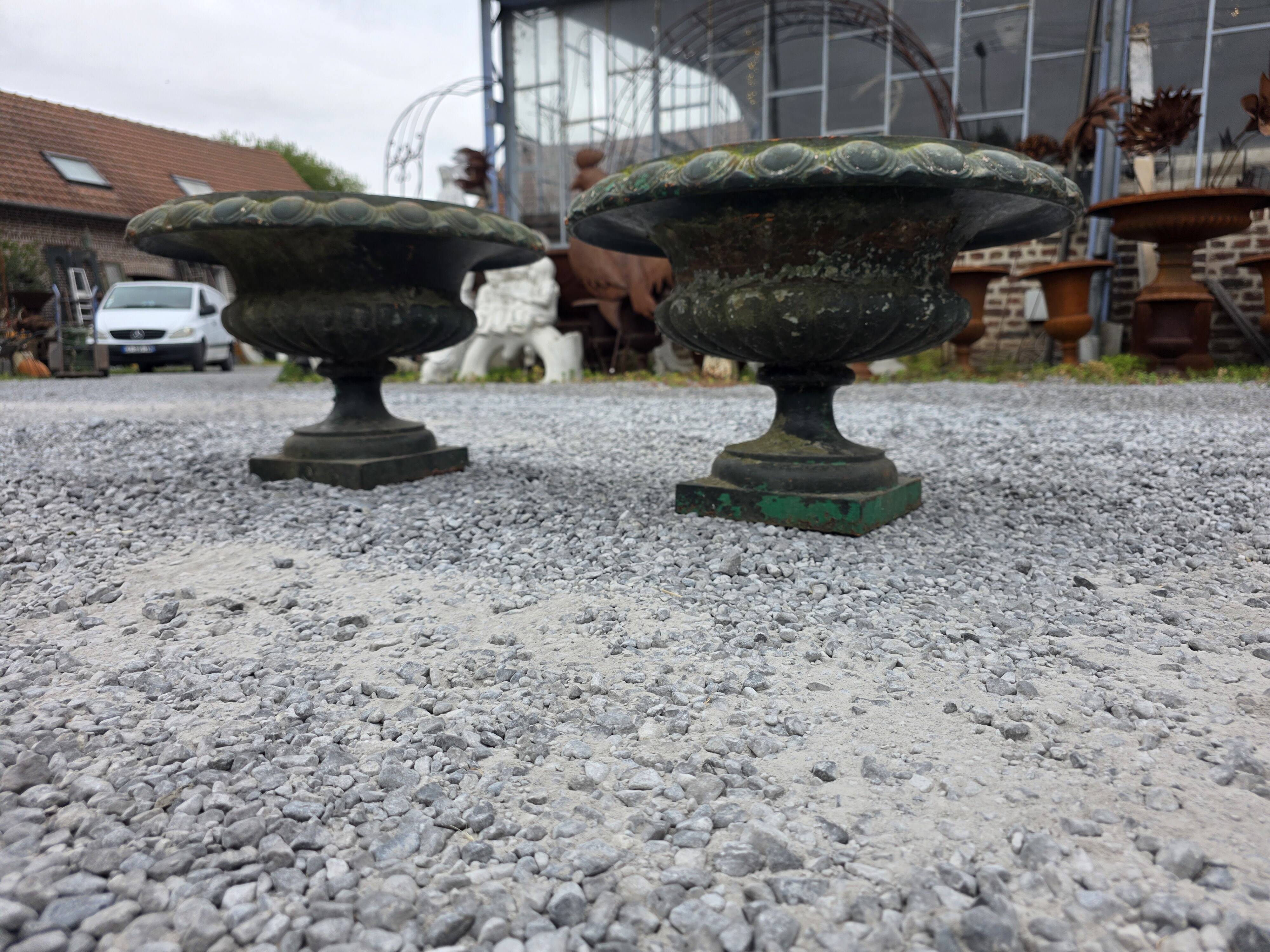 Pair of Medici vases in cast iron from the 19th century, 55cm wide.