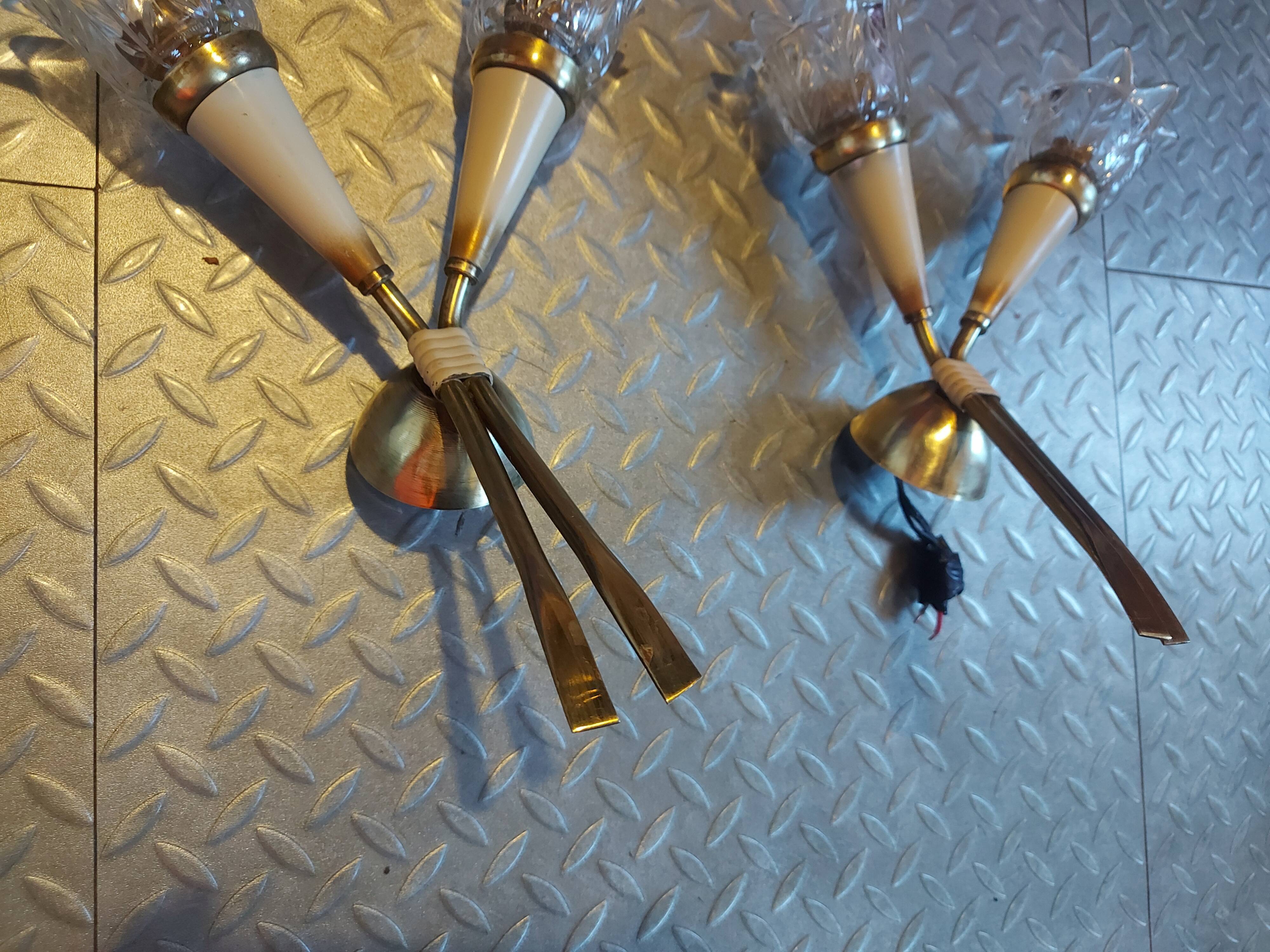 Pair of Lunel brass wall lamps