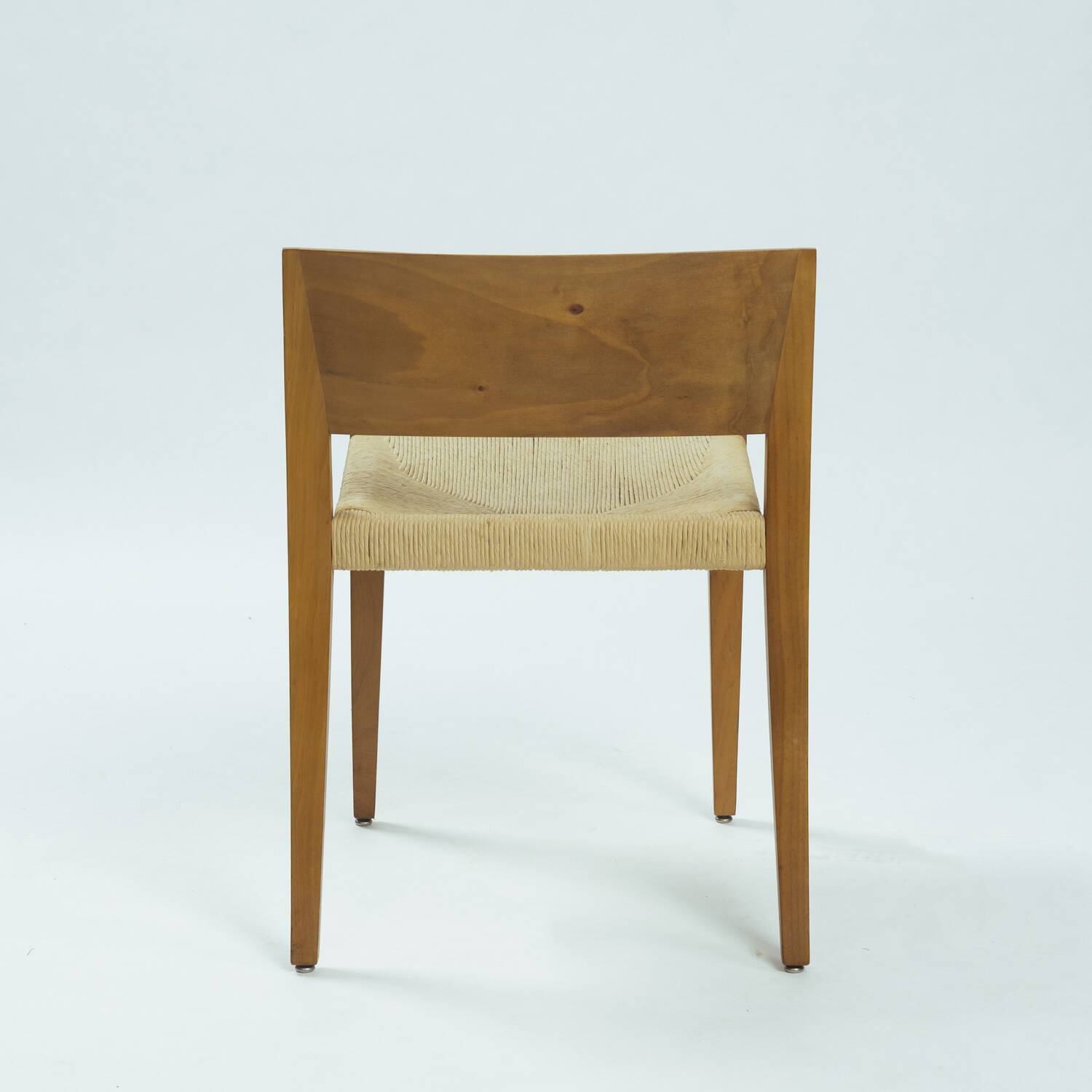 Walnut Molteni & C dining chairs with papercord seating, Italy, 1990s