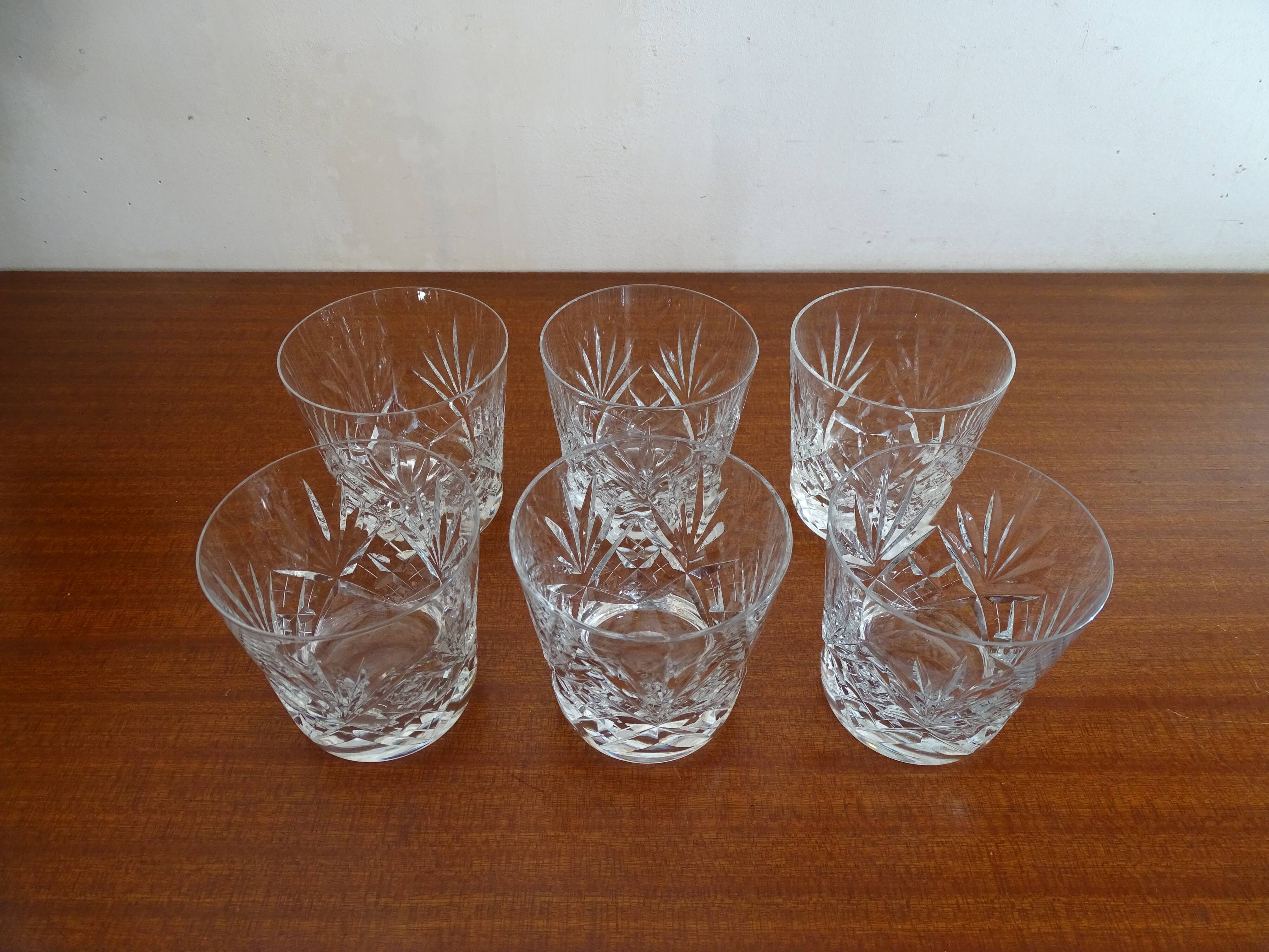 6 glass whisky crystal cut chantilly model signed, Cristal Saint Louis