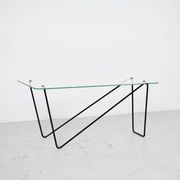 Table basse verre et acier années 50' forme libre