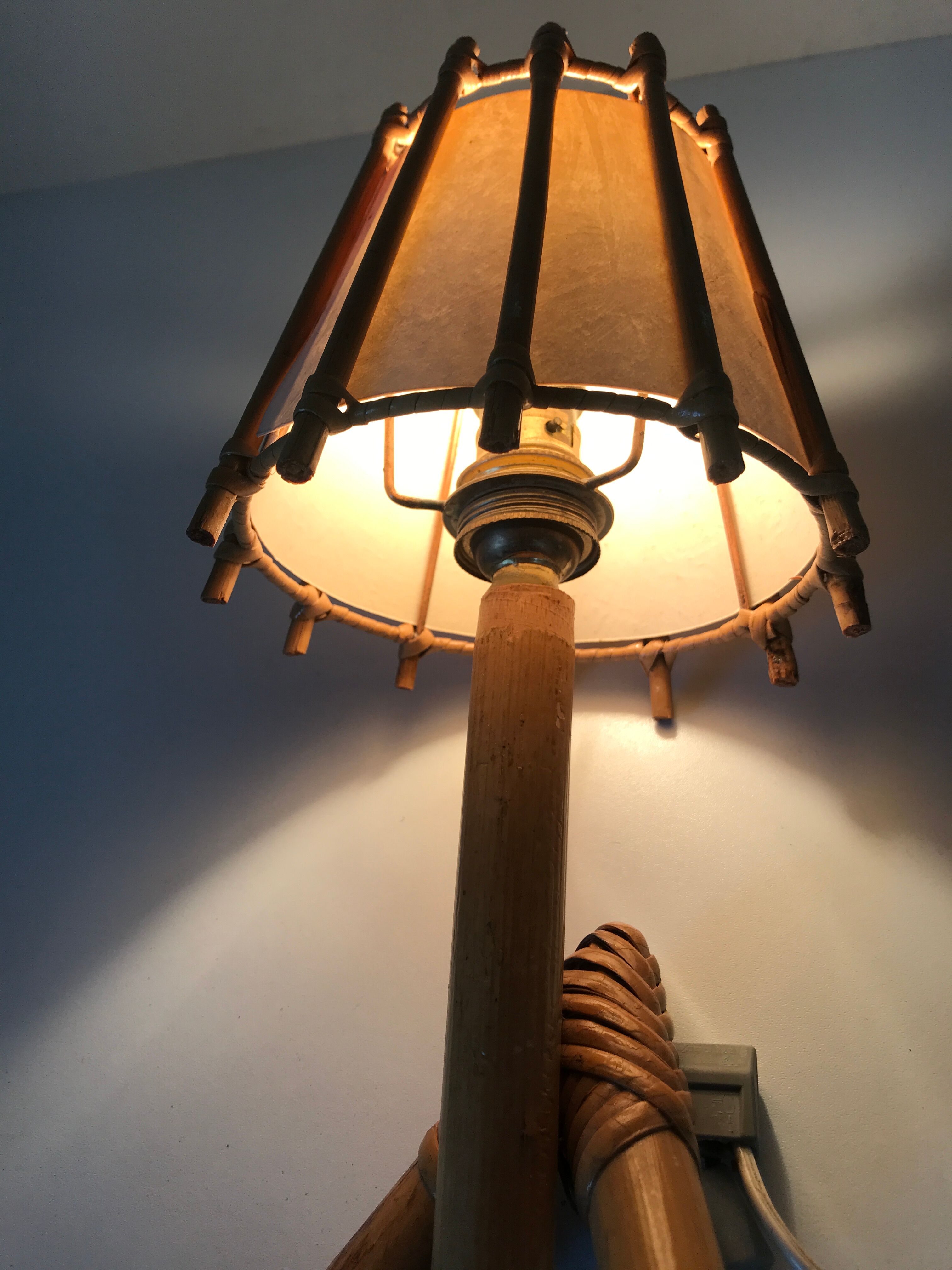 Vintage rattan wall lamp design 60 years