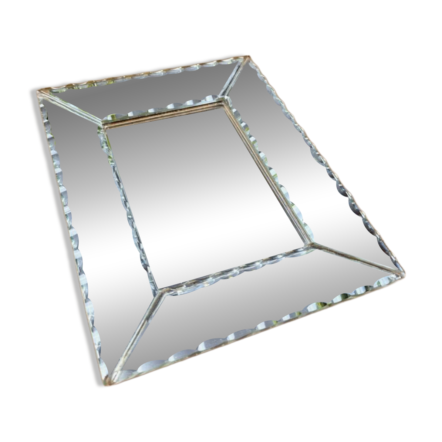 Antique bevelled mirror frame – decorative cut glass