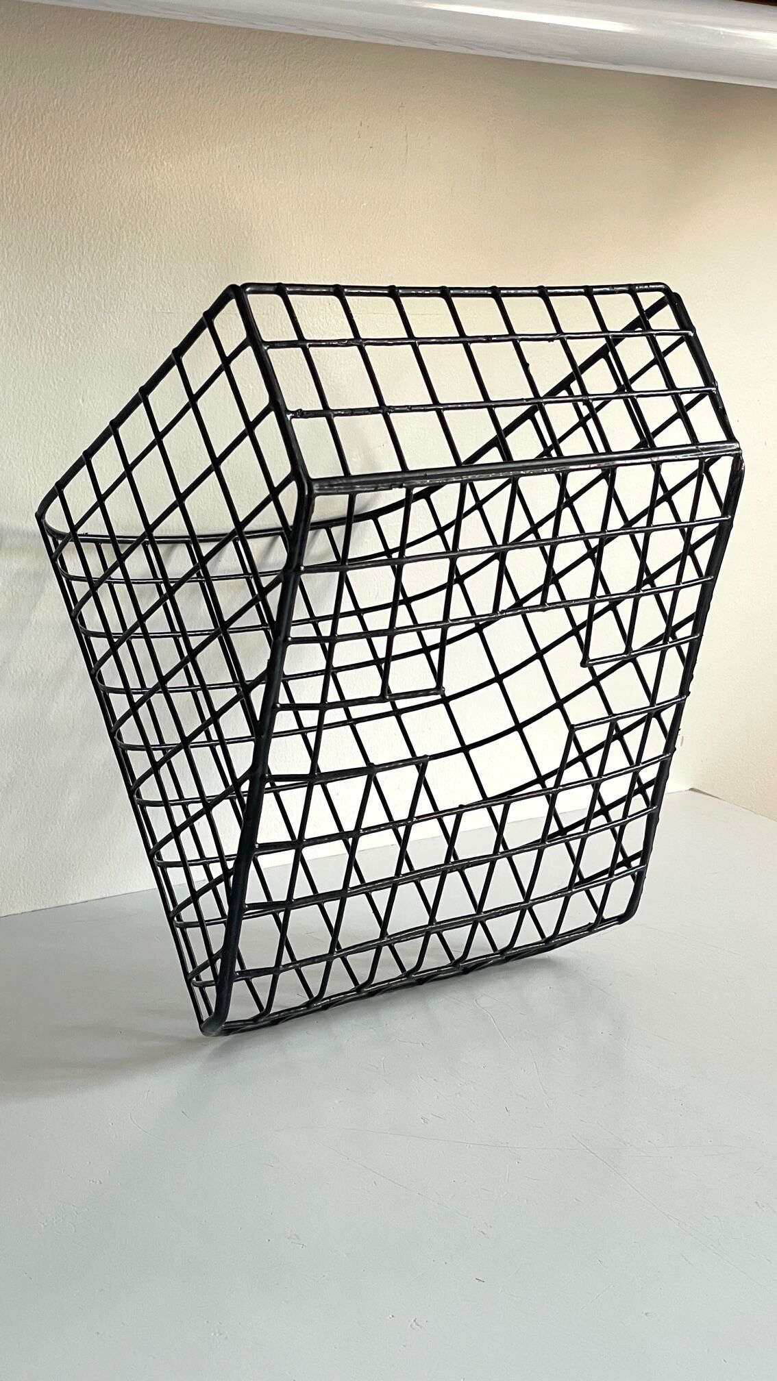 Wall basket steel wire storage vintage