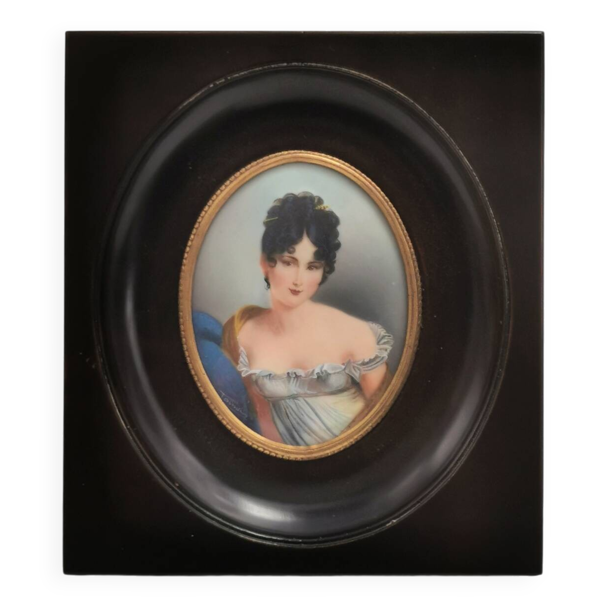 Old portrait painting Miniature Mrs. Récamier