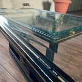 Pierre Vandel trundle coffee tables in lacquered metal and glass