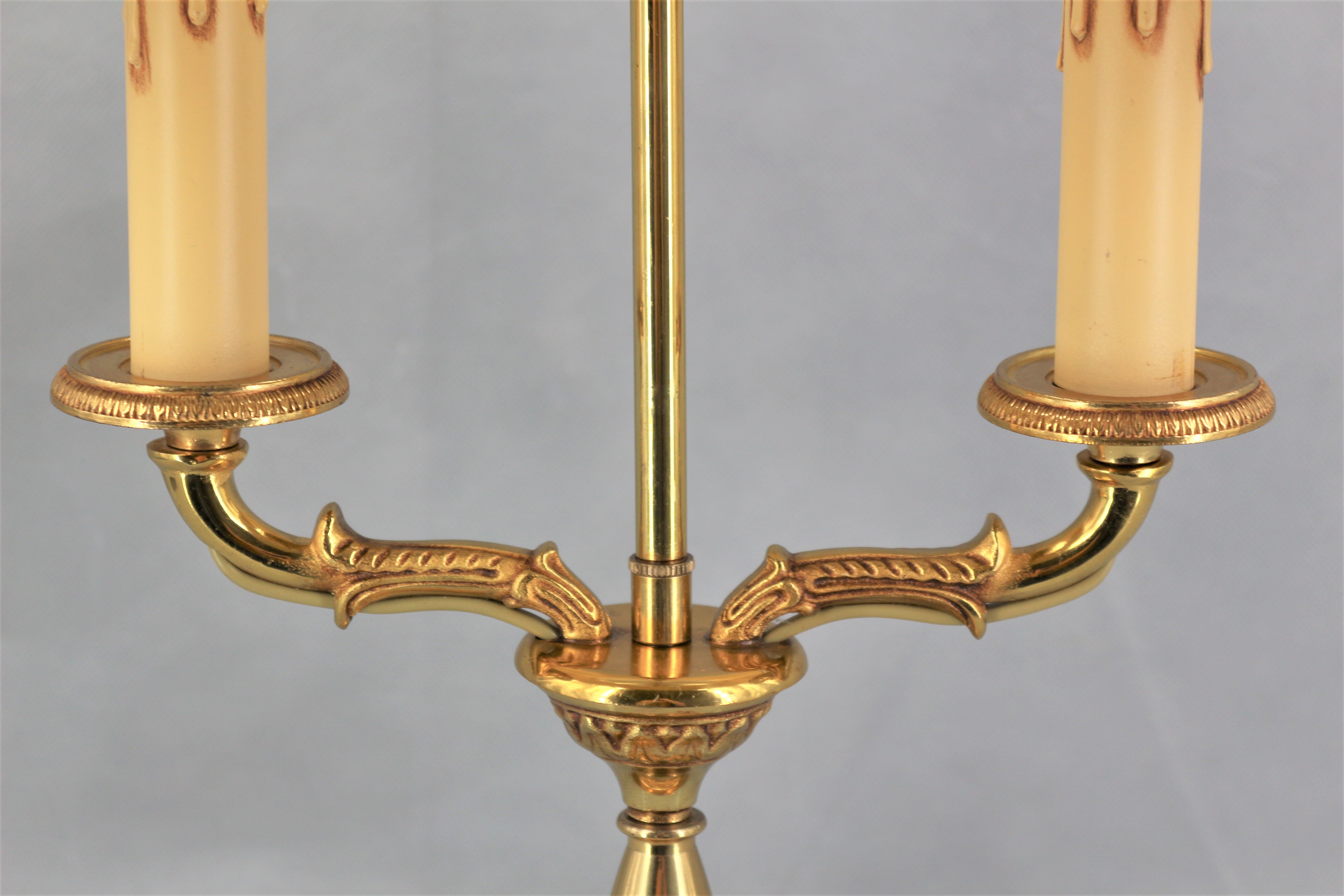 Empire style lamp two lights with oval lacquered lampshade "lucien gau"