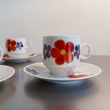 5 vintage cups. Manufacture Winterling Marktleuthen Bavaria - Floral patterns, 70s style