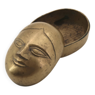 Brass catchall, face of an Indian woman, 1970s.