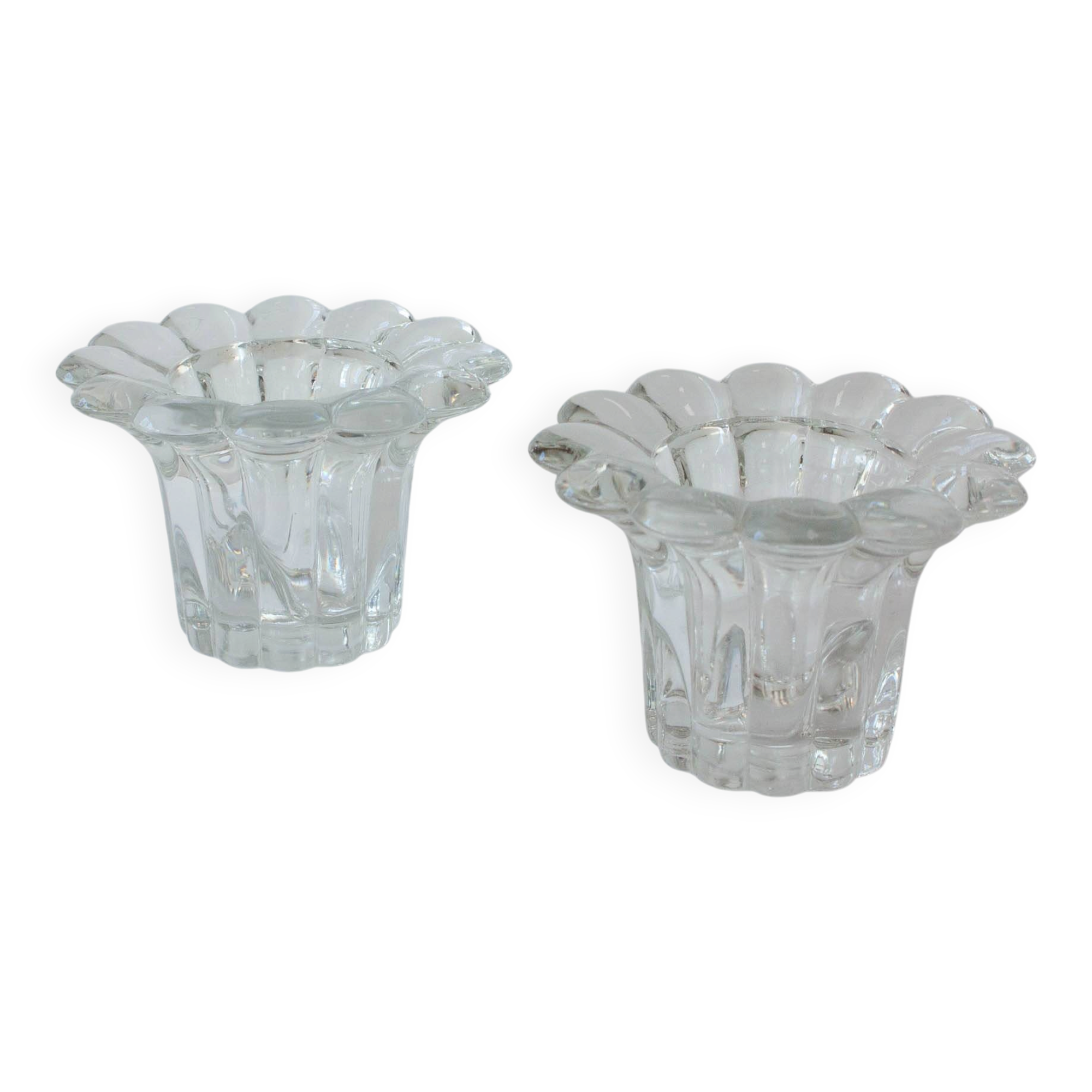 Vintage 1980s Reims-Style Glass Candle Holders