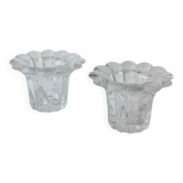 Vintage 1980s Reims-Style Glass Candle Holders