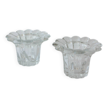 Vintage 1980s Reims-Style Glass Candle Holders