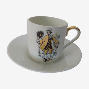 Royal cup and under frabic cup Limoges white porcelain -gold