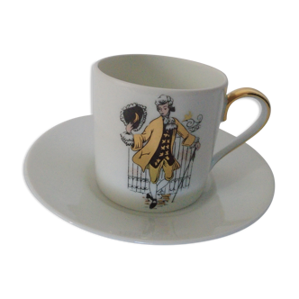 Royal cup and under frabic cup Limoges white porcelain -gold
