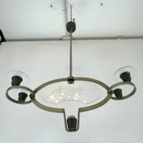 Pietro Chiesa, Art Deco chandelier in solid lacquered brass and glass. Italy 1930s
