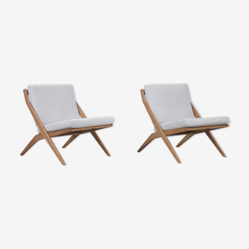 2 mid-century swedish scissor chairs by folke ohlsson for bodafors, 1960s, set of 2