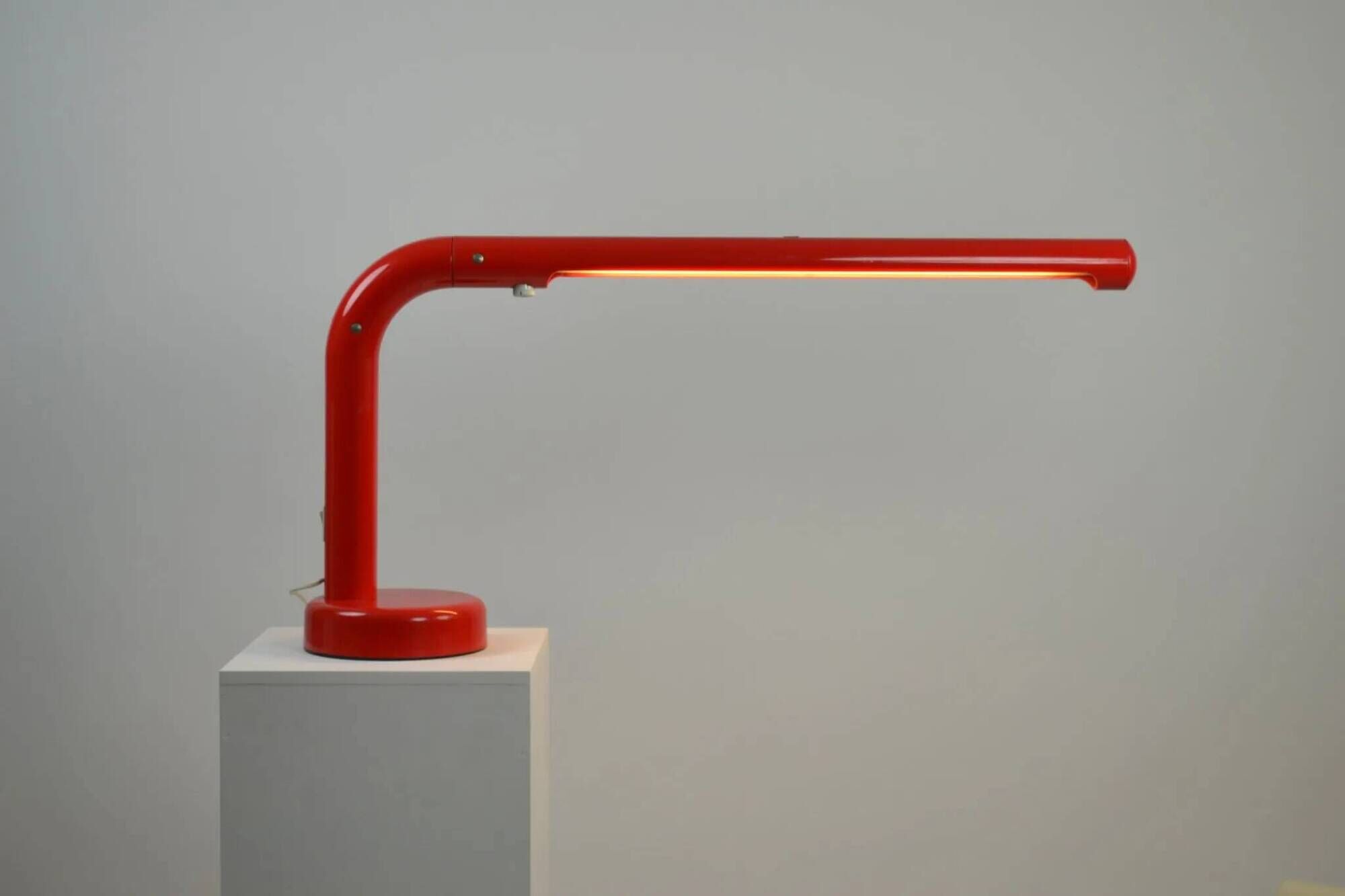 Red “Tube” Desk lamp designed by Anders Pehrson for Ateljé Lyktan, Sweden, 1970s