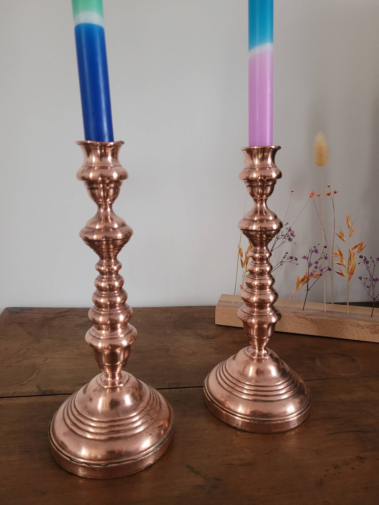 Lot de 2 bougeoirs en cuivre
