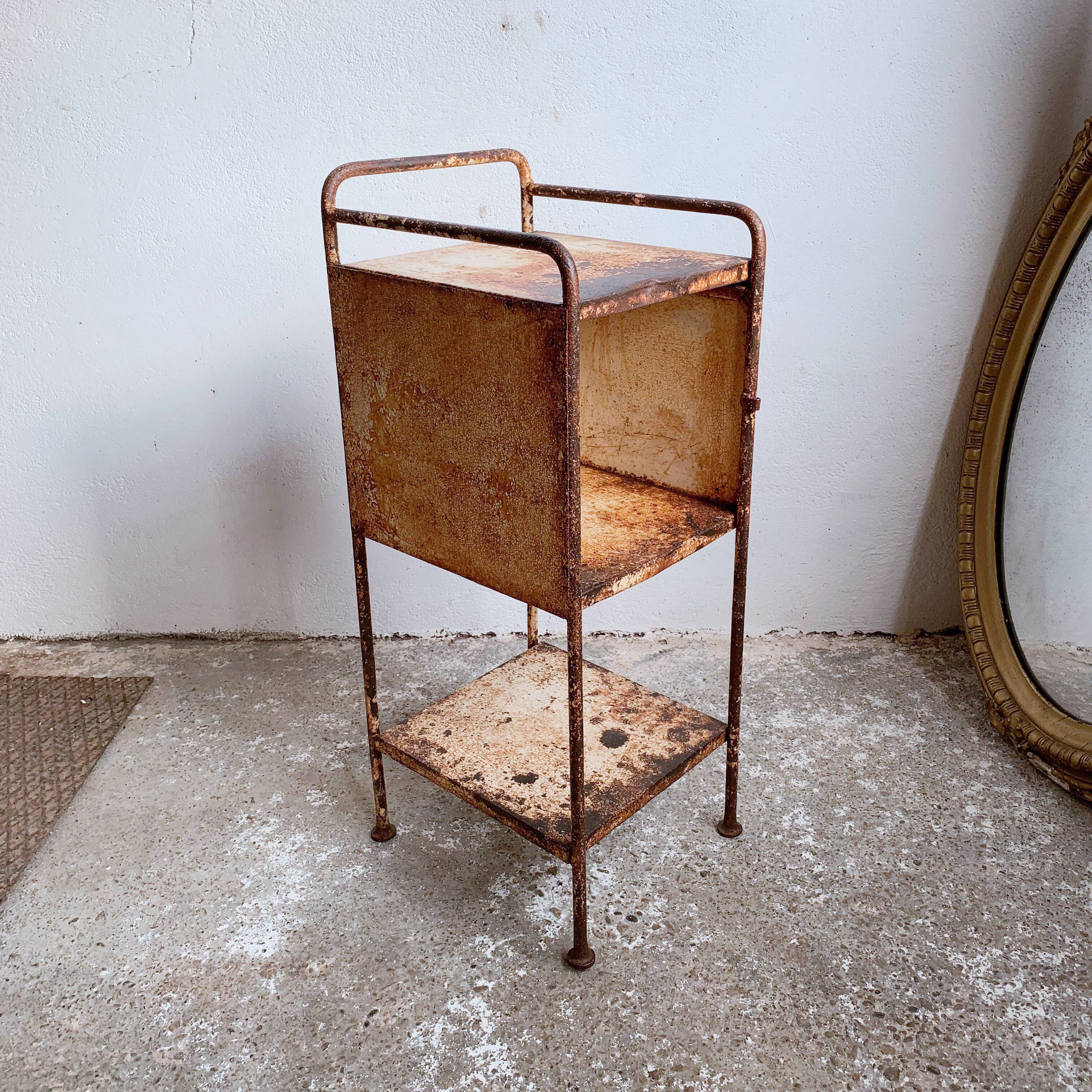 Former hospital bedside table late 19th century early 20th century in metal