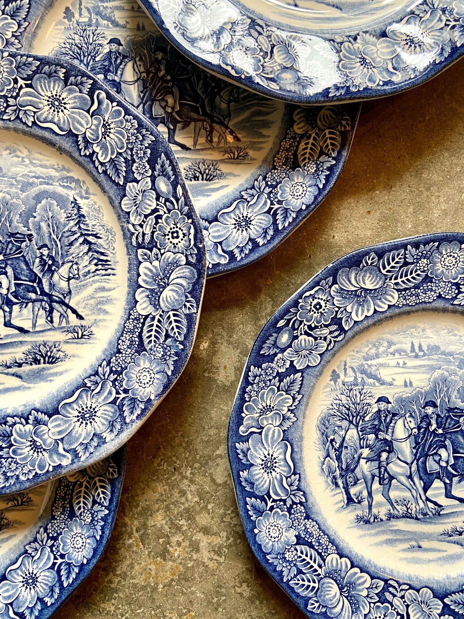 10 flat plates in English iron earth Liberty blue