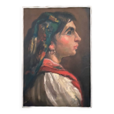 HSP painting "Young woman with buckle and shawl" signed Labbéî