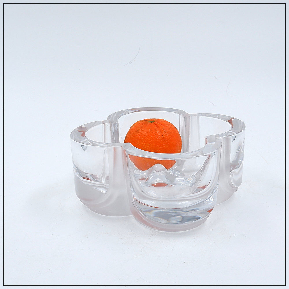 Vide-poches en cristal daum france en verre clair et givré - vers 1980