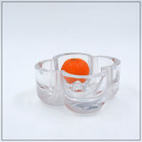 Vide-poches en cristal daum france en verre clair et givré - vers 1980