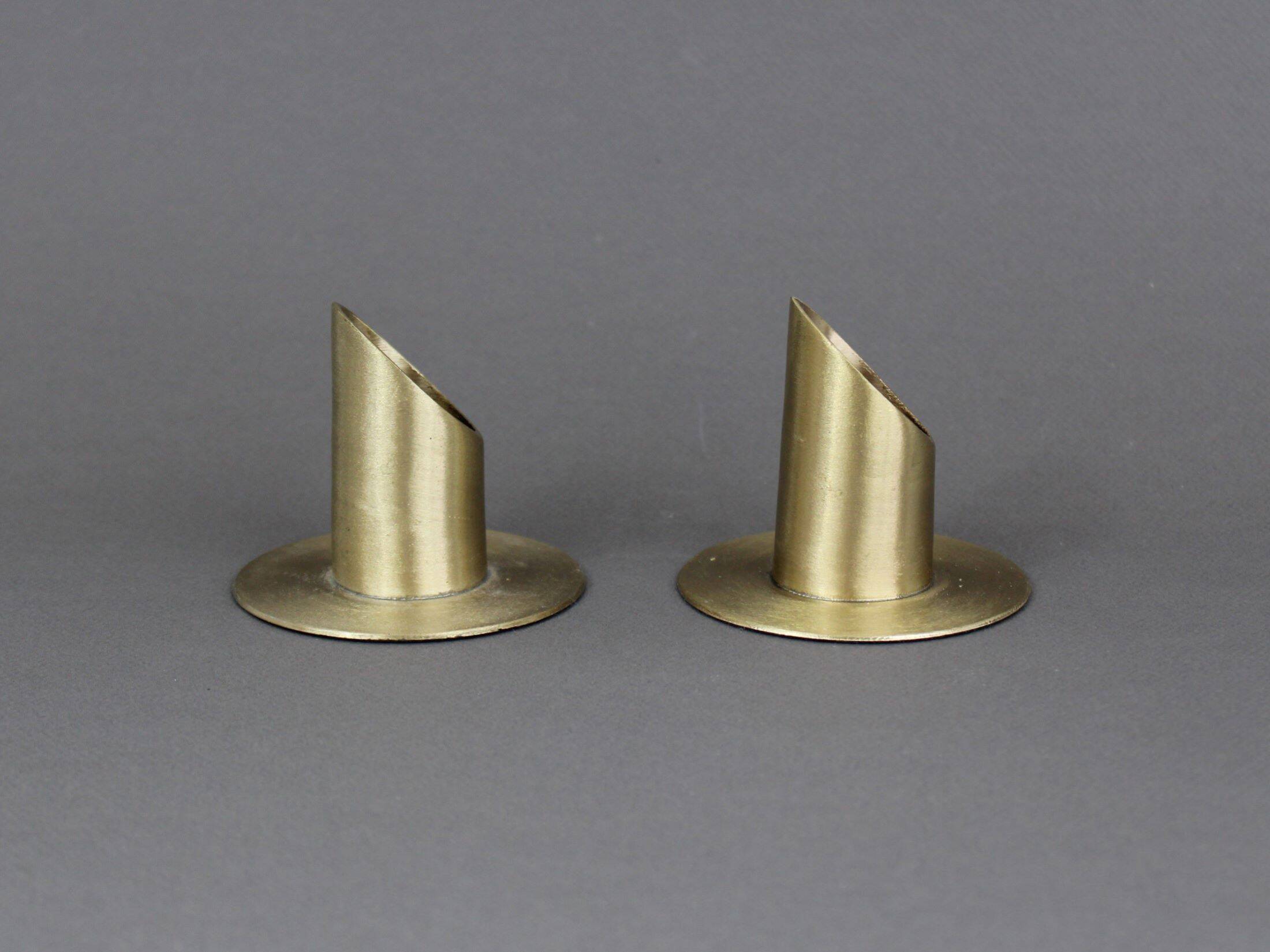 Pair of brushed brass candlesticks 70s