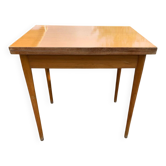 Table à manger pliante carrée vintage en bois marron — design mid-century années 60