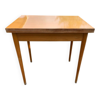 Table à manger pliante carrée vintage en bois marron — design mid-century années 60