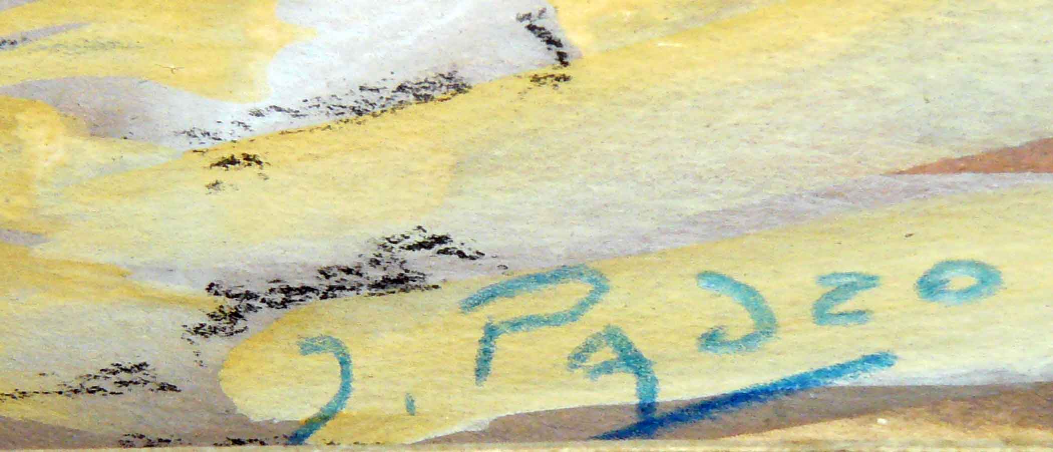 Painting Marine: sailboat, rock and seagulls, signed Padeo