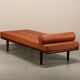 Hans J. Wegner GE19 Daybed in Teak and Camel Leather for Getama Denmark
