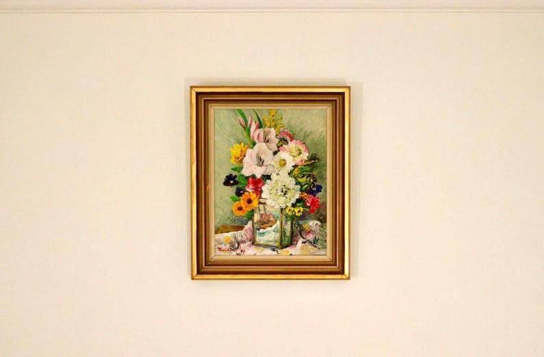 Mid-Century Swedish Oil On Canvas “Vase with Ship Motif” by Carl Figge