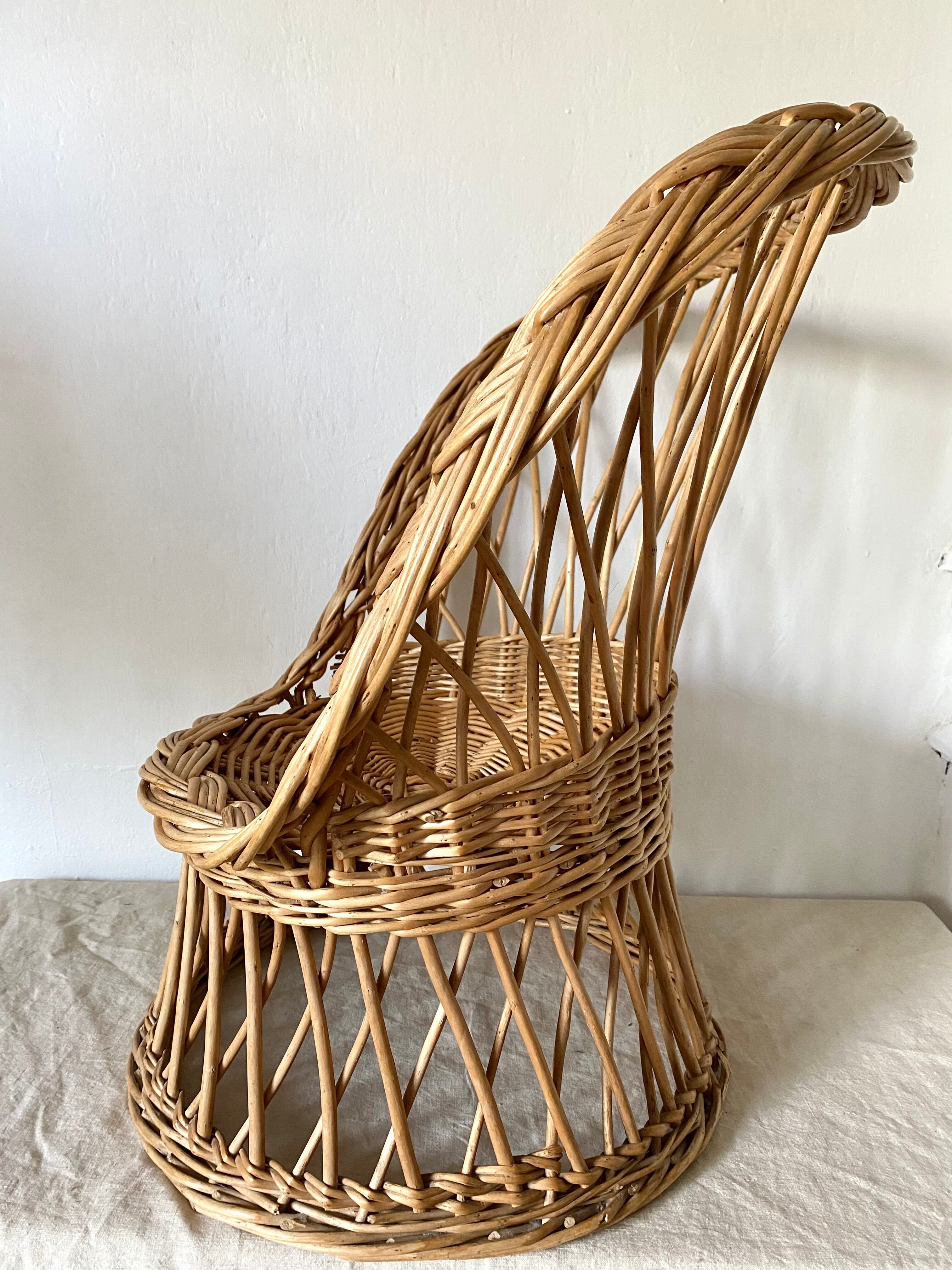 Vintage rattan armchair for children