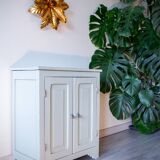 Grey clay Parisian buffet, patinated wood, 1950