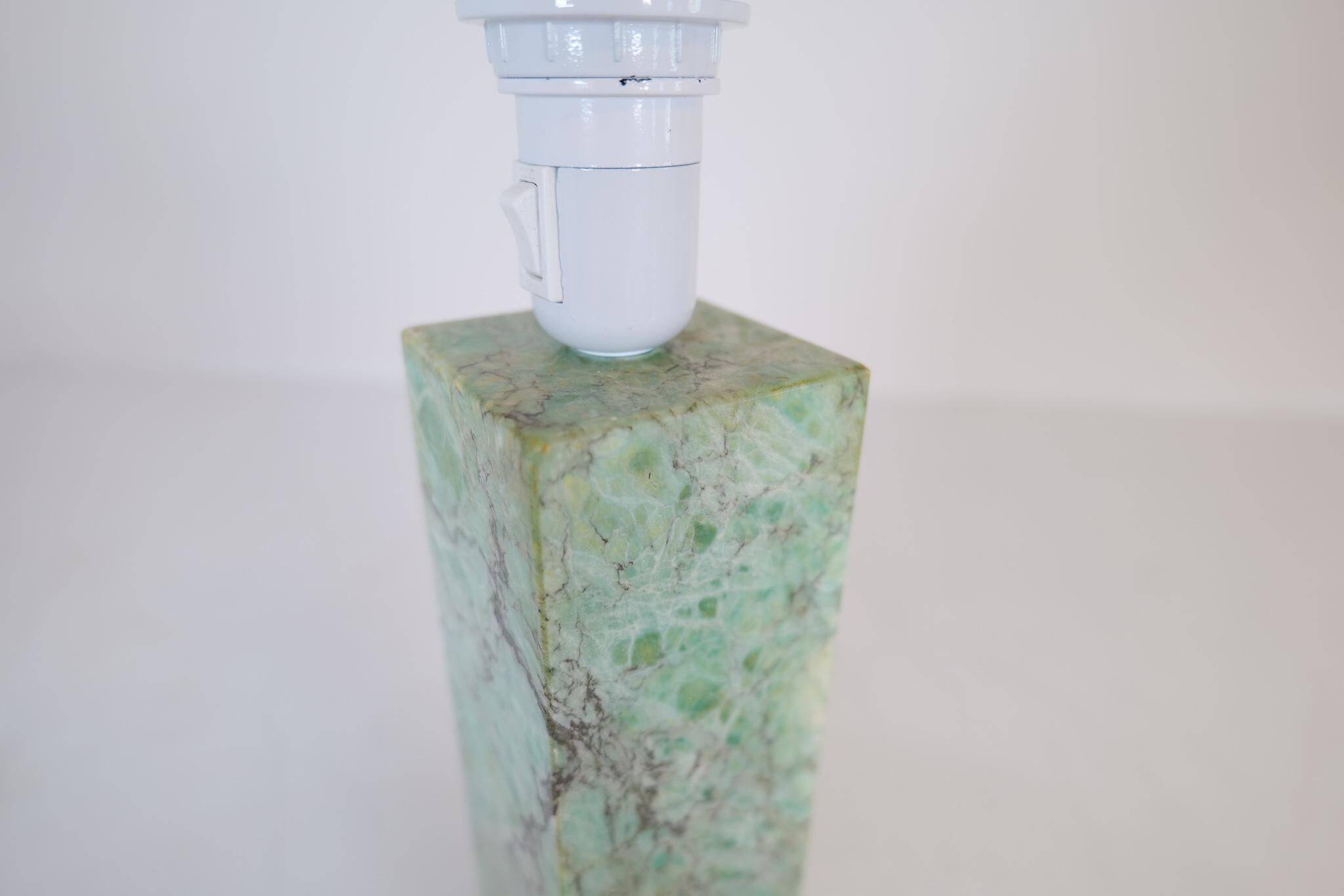 Mid-century green marble table lamp by Bergbom, Sweden, 1960s.