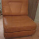 Fauteuil cuir, base inox, années 70