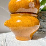 5 vintage lion head bowls in speckled ochre stoneware, Emile Henry style – Made in France