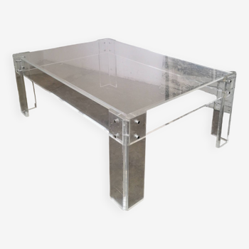 Large lucite coffee table, plexiglass from the 80s