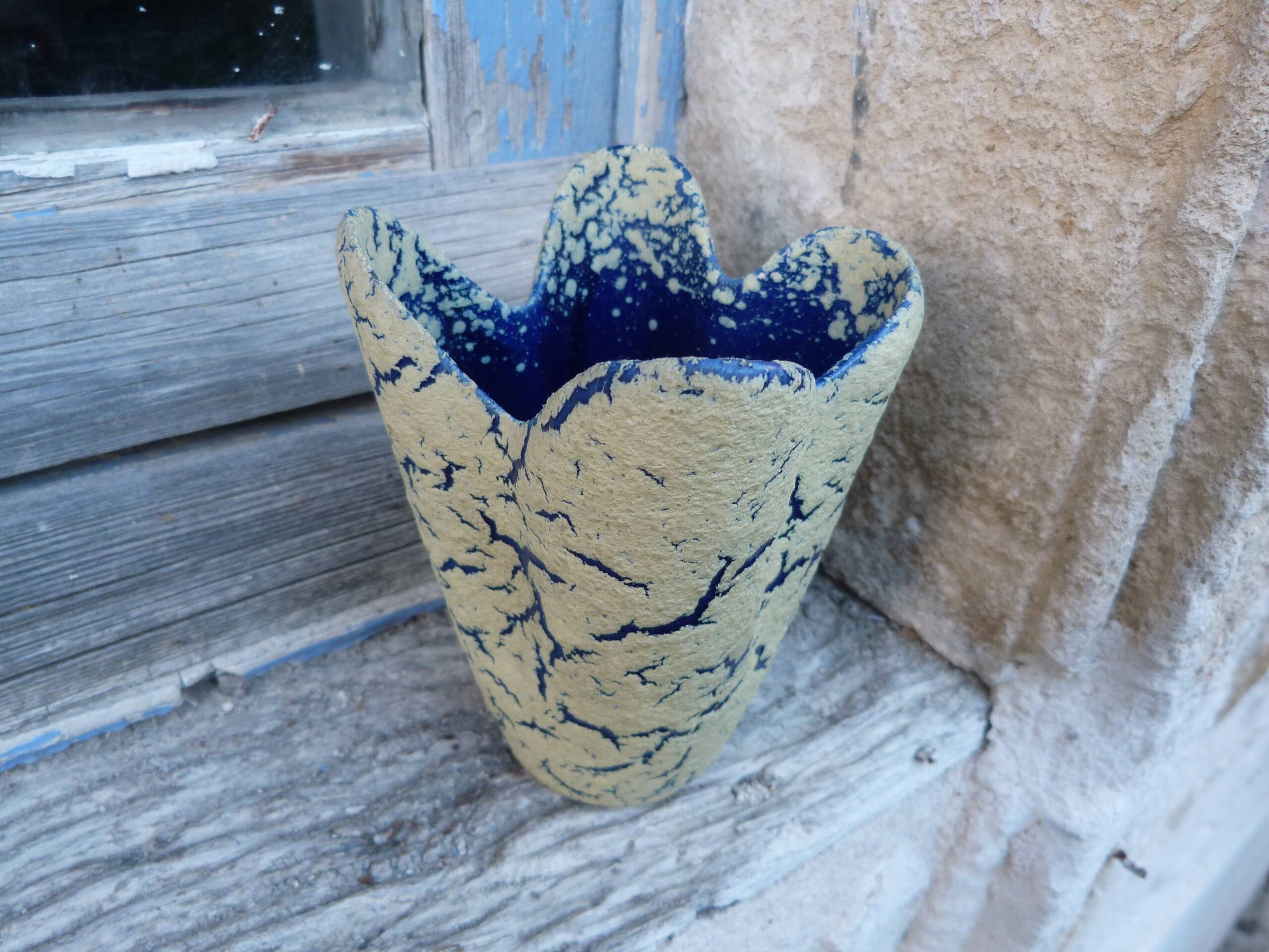 Vintage 1960s ceramic vase, Fat Lava, Clamecy