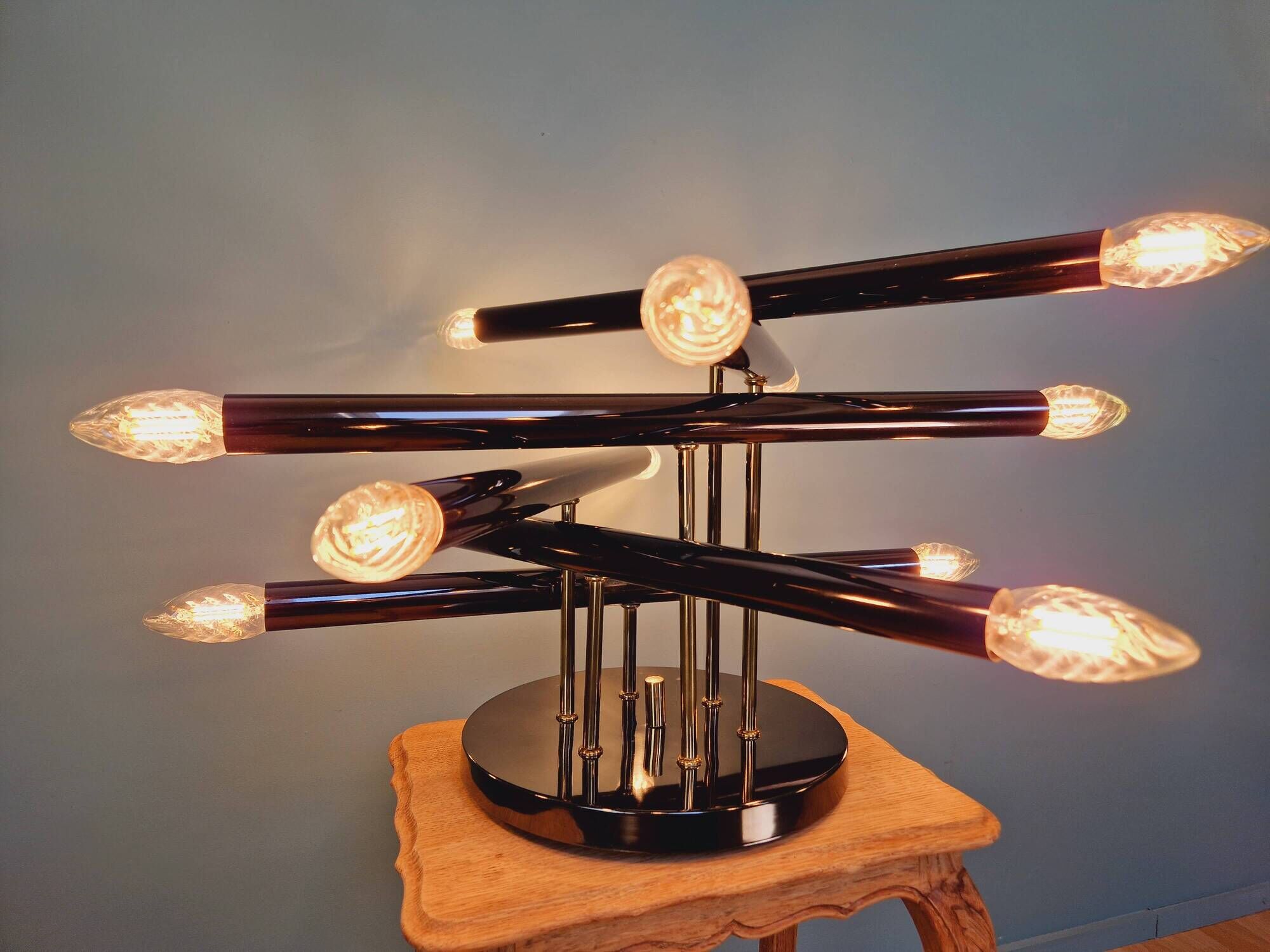 Vintage ceiling light in smoked chrome metal, Sciolari, 1970s