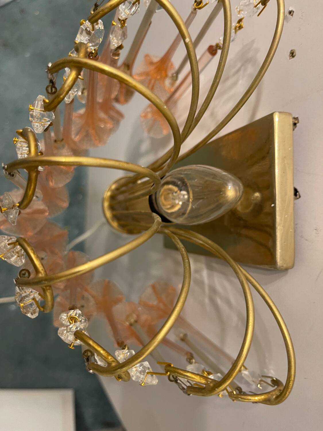 Pink Murano Glass Flower Sconces 1970’s