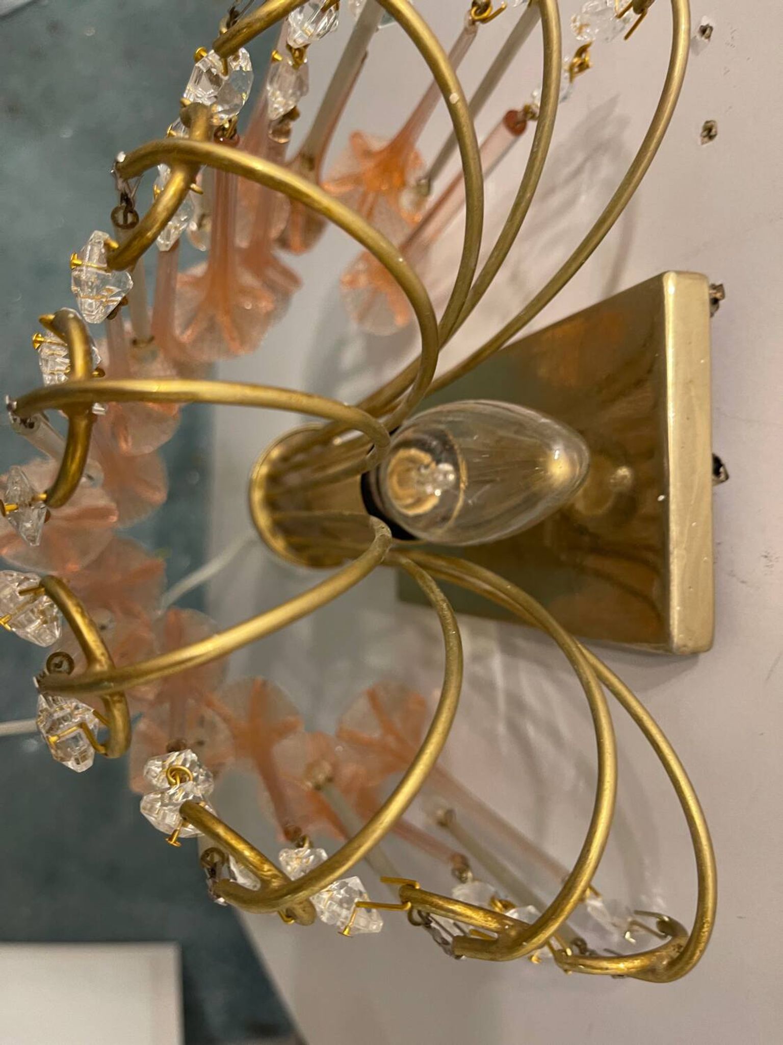 Pink Murano Glass Flower Sconces 1970’s