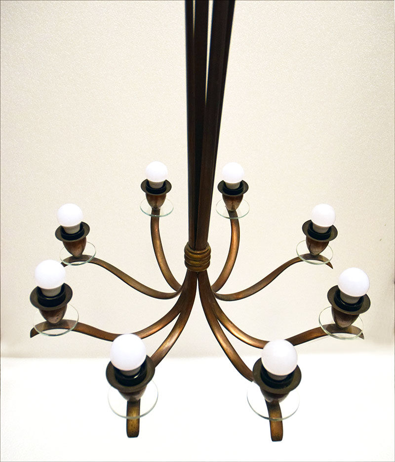 Lustre en laiton du milieu du siècle production italienne, années 1950