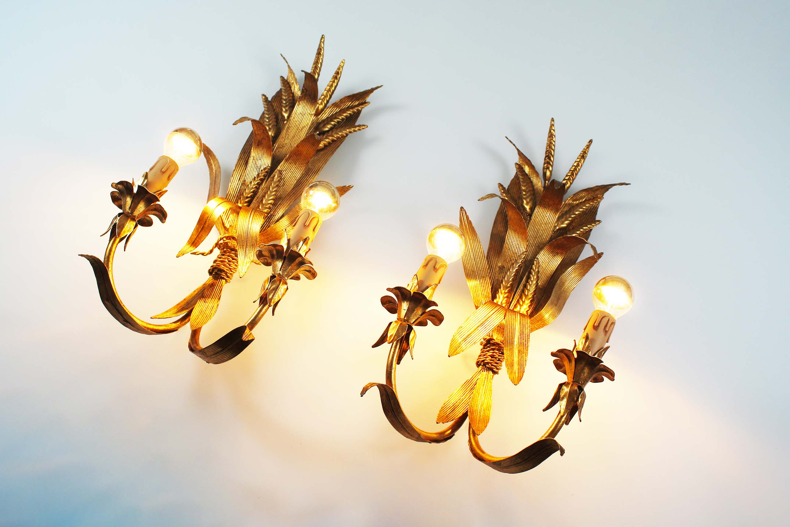 Large pair of Gilded Florentine Sconces by Hans Kögl
