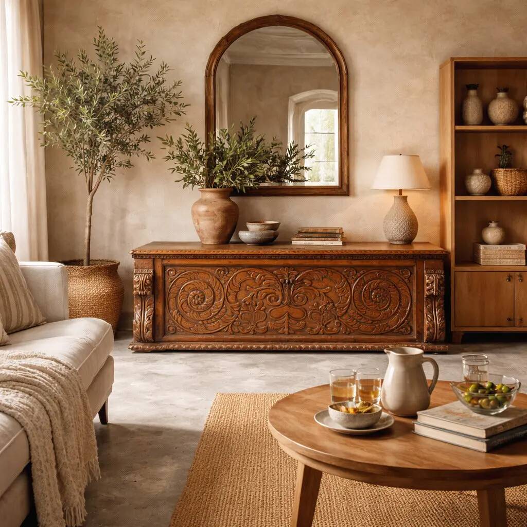 Antique carved walnut chest, Italy, early 18th century.